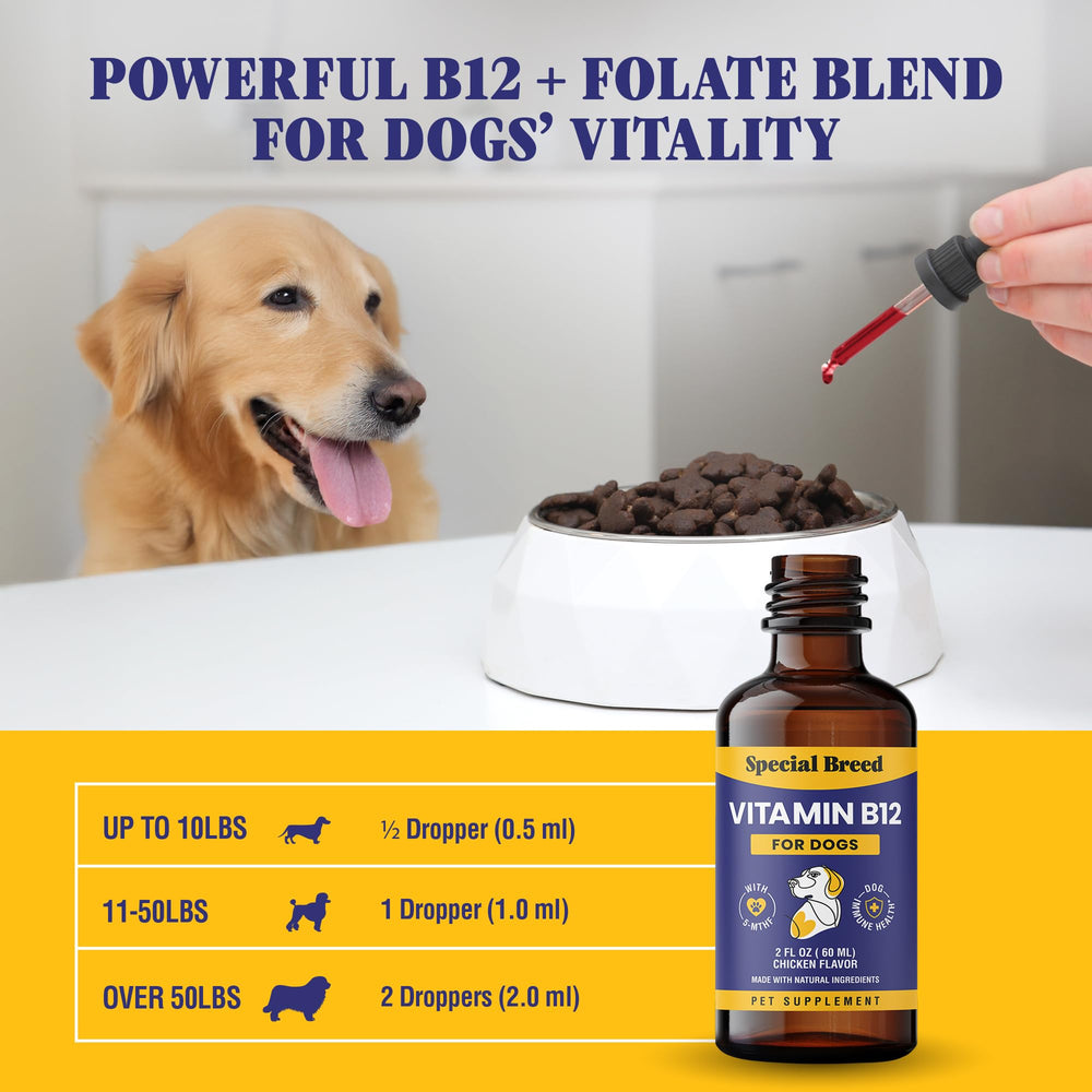 Special Breed etiqueta con ingredientes y concentración de B12 visible