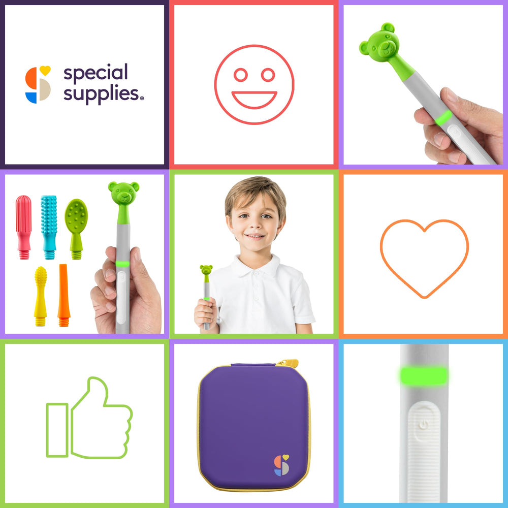 Special Supplies escena infantil con Buzz Buddy en entorno relajado, favorece práctica diaria