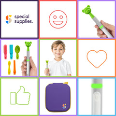 Special Supplies escena infantil con Buzz Buddy en entorno relajado, favorece práctica diaria