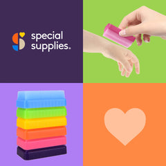 Special Supplies seis cepillos juntos ilustrando el kit completo listo para uso