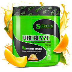 Species Nutrition envase Fiberlyze mango mostrando etiqueta clara y beneficios