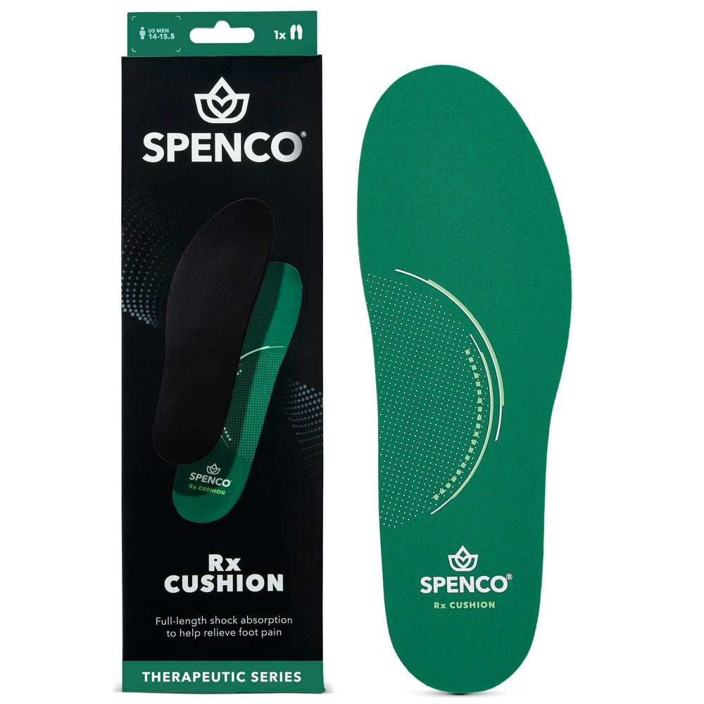 Spenco plantilla frontal en empaque mostrando diseño y ajuste cómodo