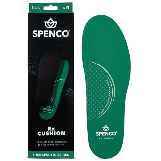 Spenco plantilla frontal en empaque mostrando diseño y ajuste cómodo