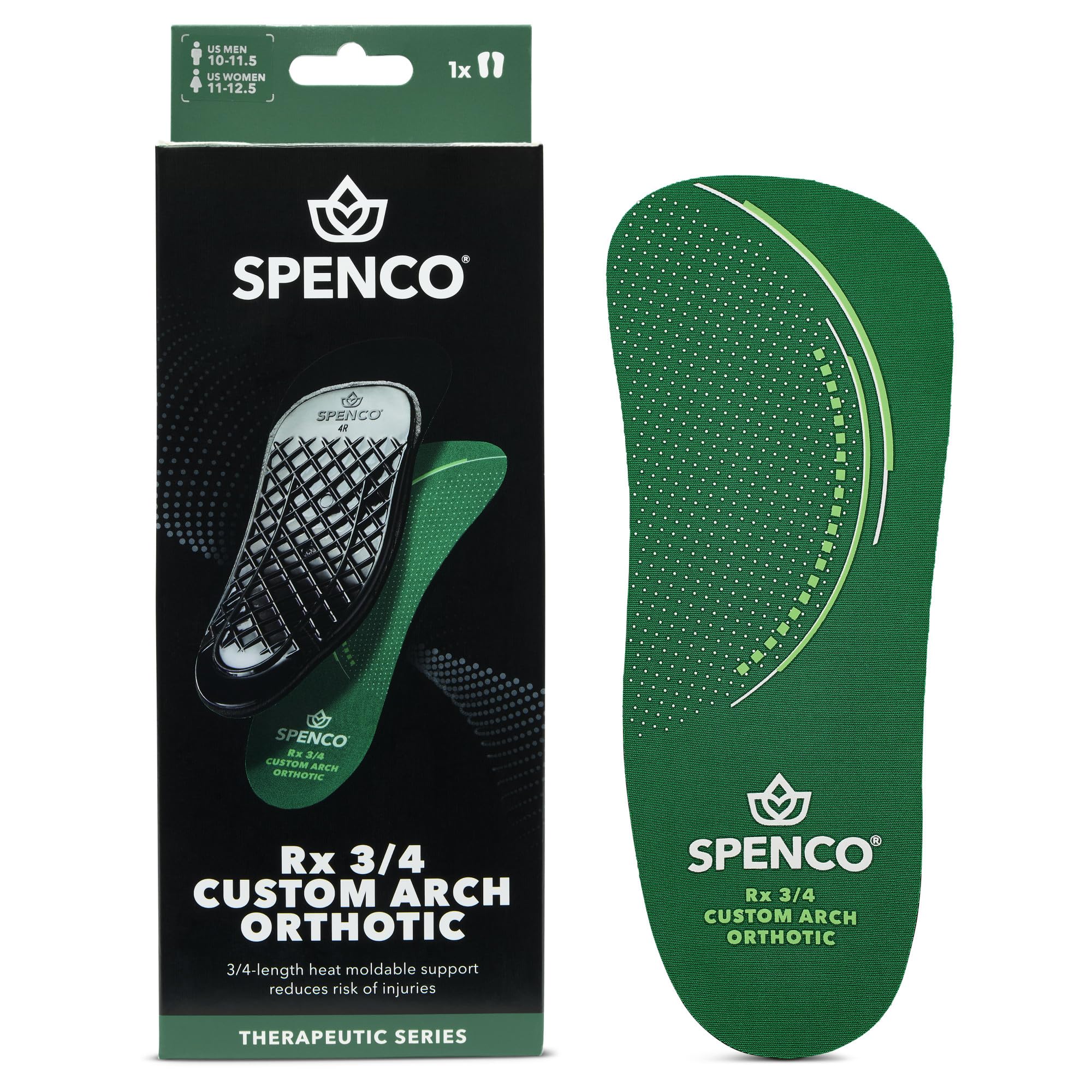 Spenco plantilla frontal mostrando empaque y ajuste cómodo