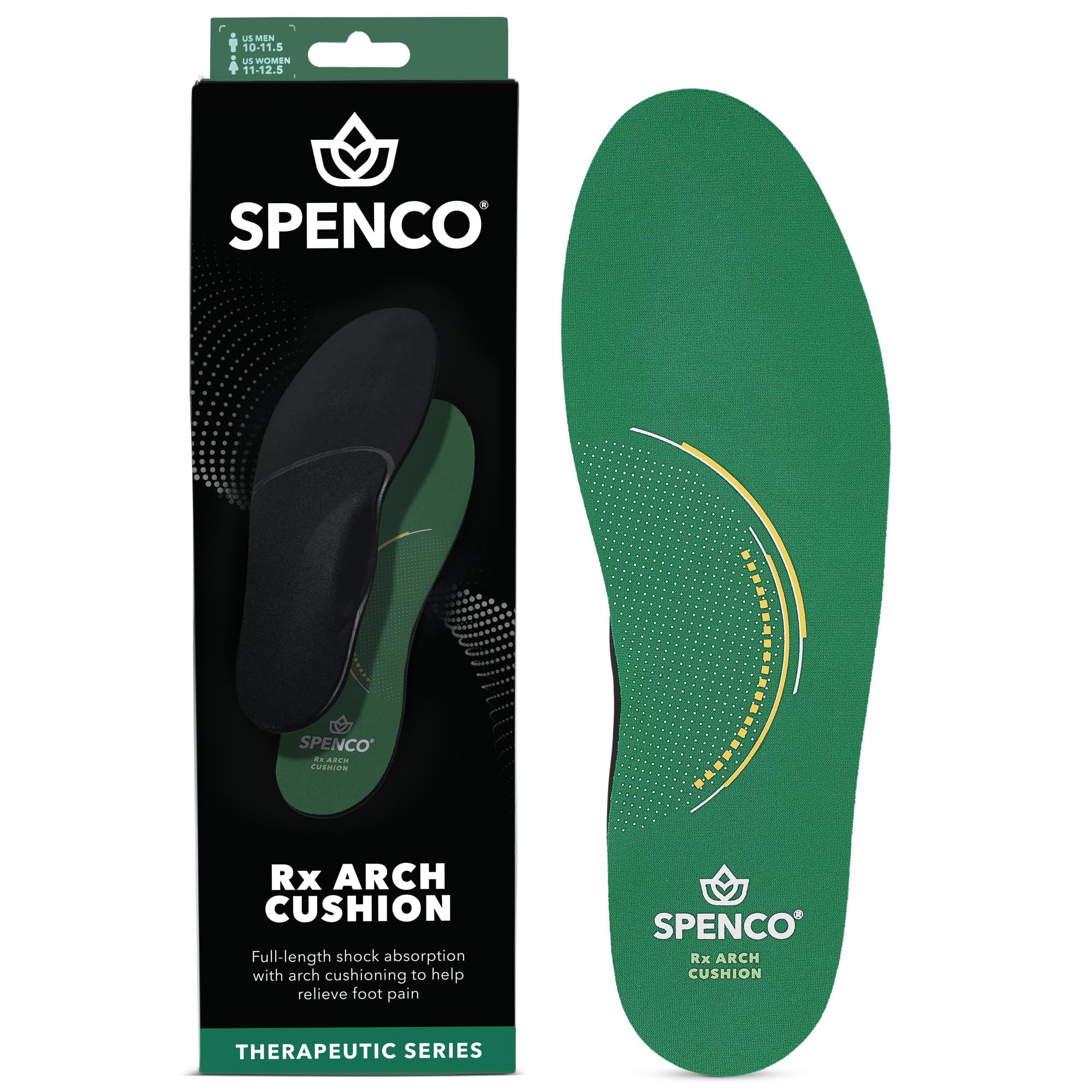 Spenco plantilla vista frontal mostrando forma completa y confort
