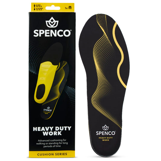 Spenco Polysorb vista frontal de la plantilla con amortiguación visible para confort