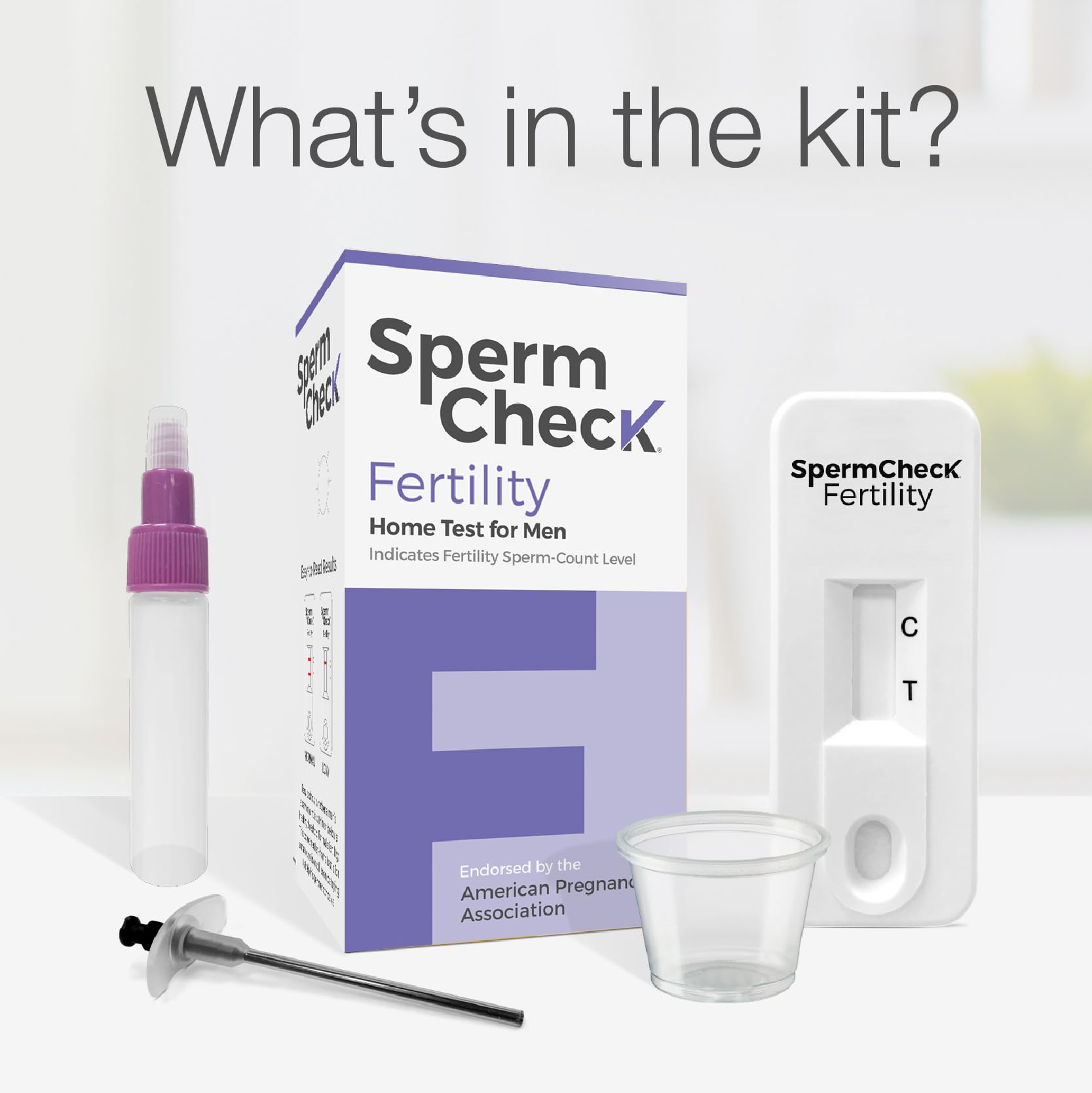SpermCheck comparación de tamaño del kit para evaluar portabilidad