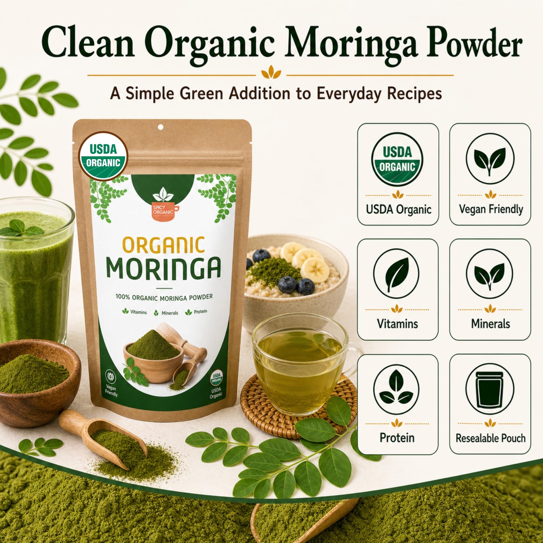 SPICY ORGANIC en smoothie verde para batidos energéticos