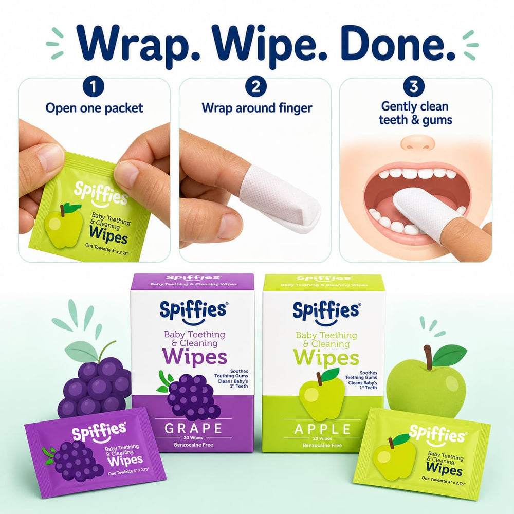 Spiffies detalle de la textura suave de la toallita para encías delicadas