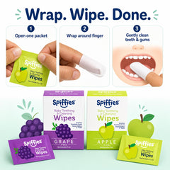 Spiffies detalle de la textura suave de la toallita para encías delicadas
