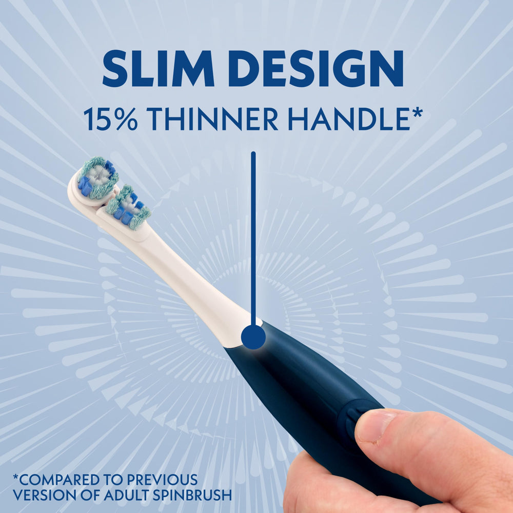 Spinbrush cabeza desmontable destacando recambio fácil y ahorro plástico