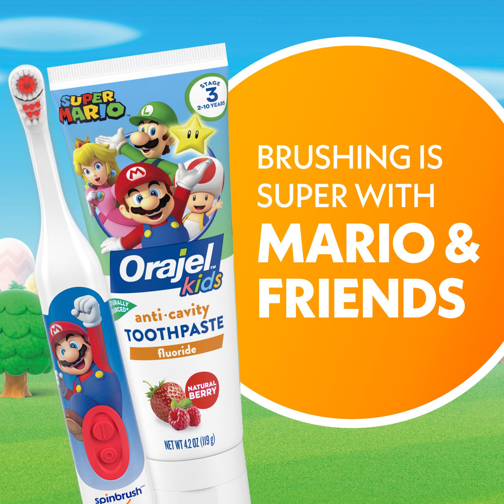 Spinbrush en ambiente infantil del baño promoviendo rutina diaria divertida