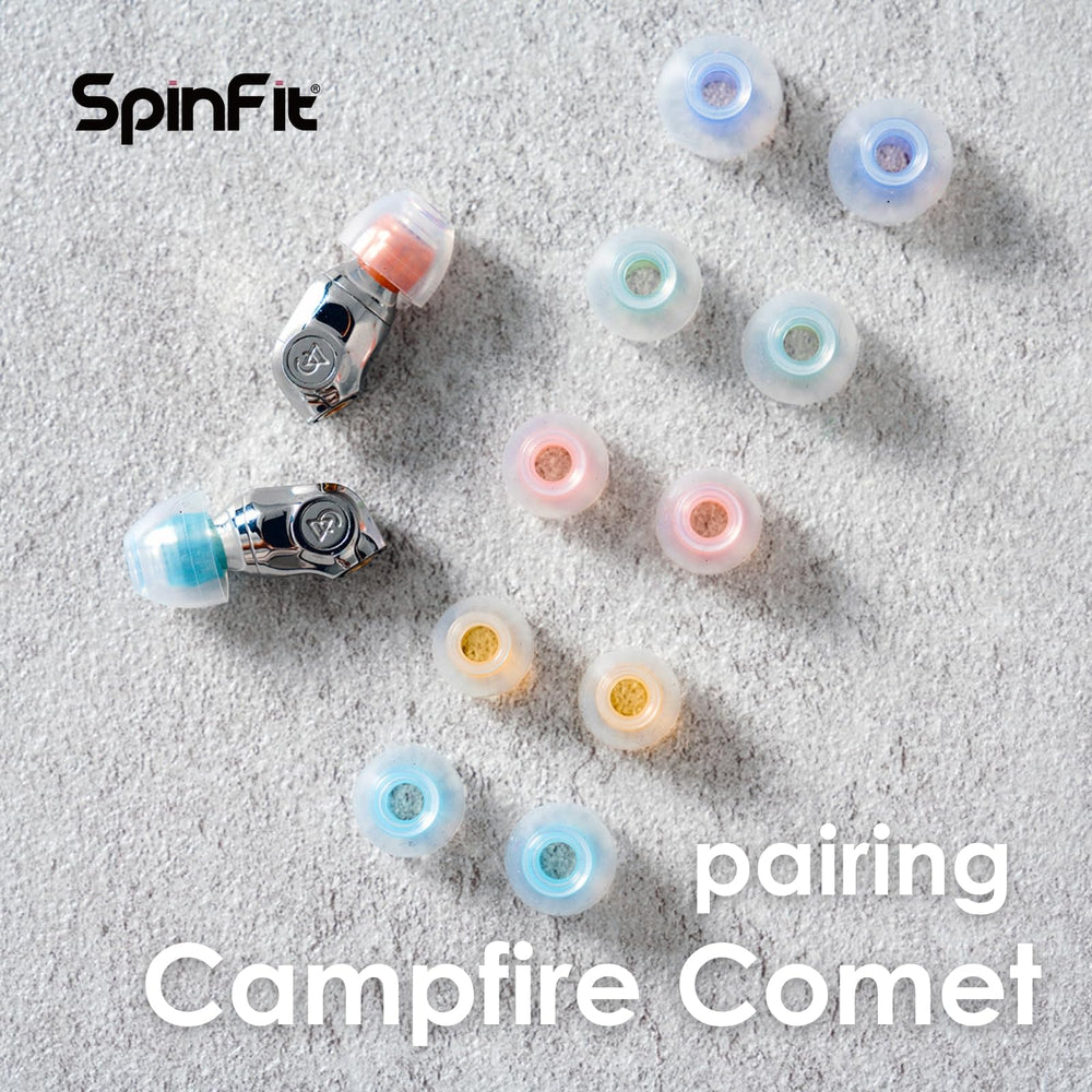 SpinFit W1 en uso con auricular activo, sujeción estable durante movimiento