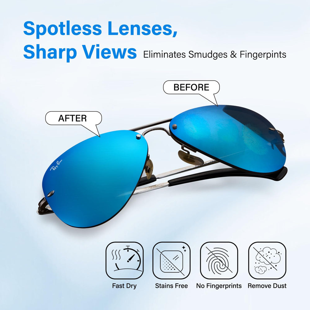 SPINGO persona limpiando gafas con toallita, visión más nítida