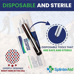 Detalle del acero inoxidable SplinterAid que asegura esterilidad y durabilidad