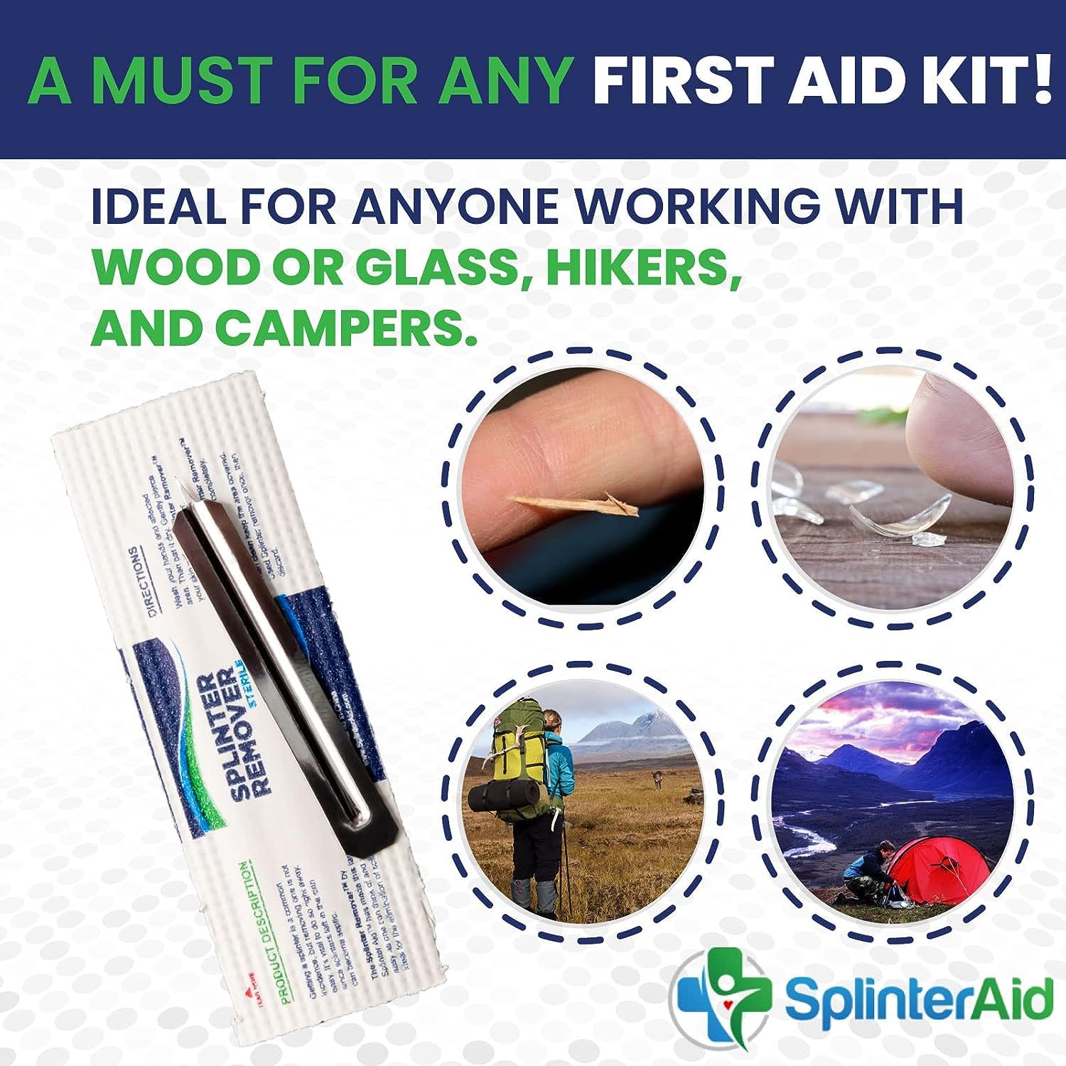 Mano usando SplinterAid para sacar una astilla con mayor control y menos dolor
