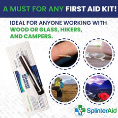 Mano usando SplinterAid para sacar una astilla con mayor control y menos dolor