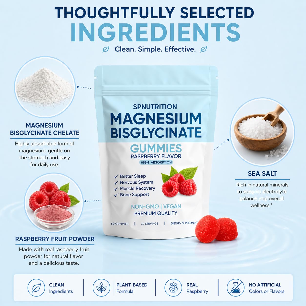 SPNUTRITION gomita junto a almohada, ayuda a la relajación nocturna