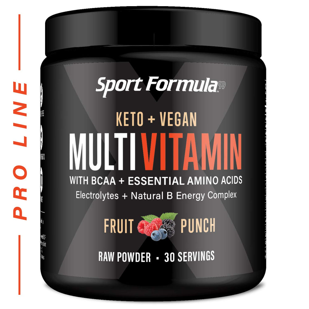 Sport Formula 99 frente del envase mostrando sabor Fruit Punch y beneficios