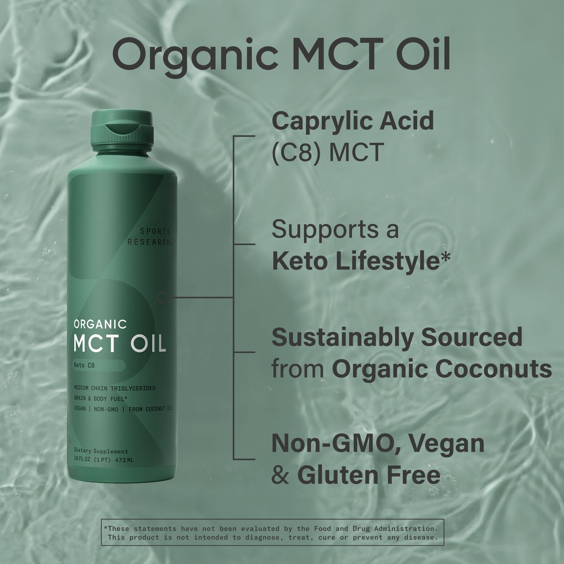 Sports Research aceite MCT vertido en café para energía rápida