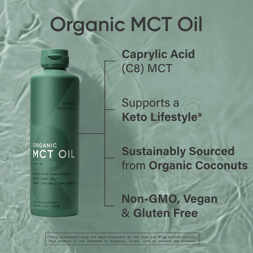 Sports Research aceite MCT vertido en café para energía rápida