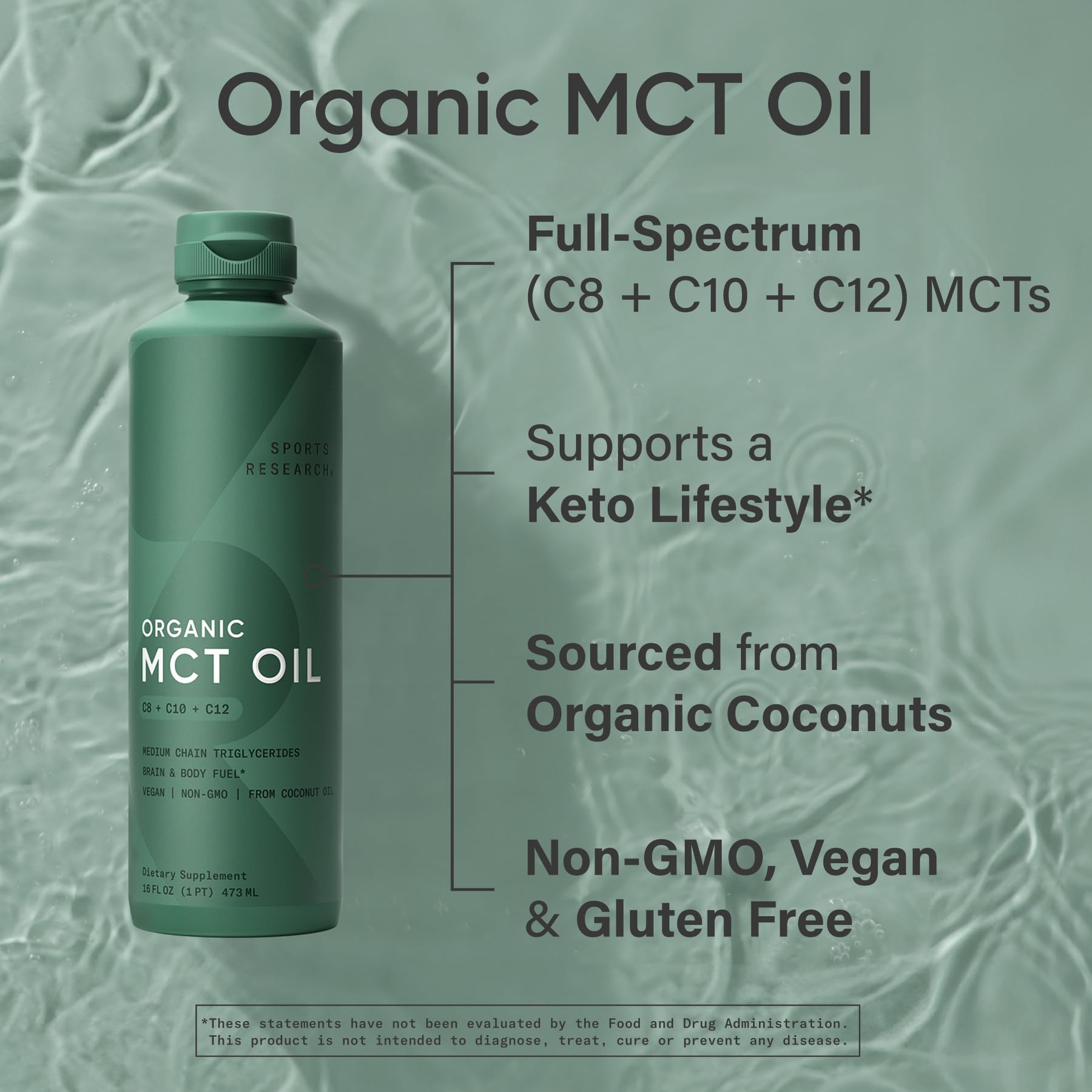 Sports Research MCT añadido a batido proteico realzando consistencia ligera