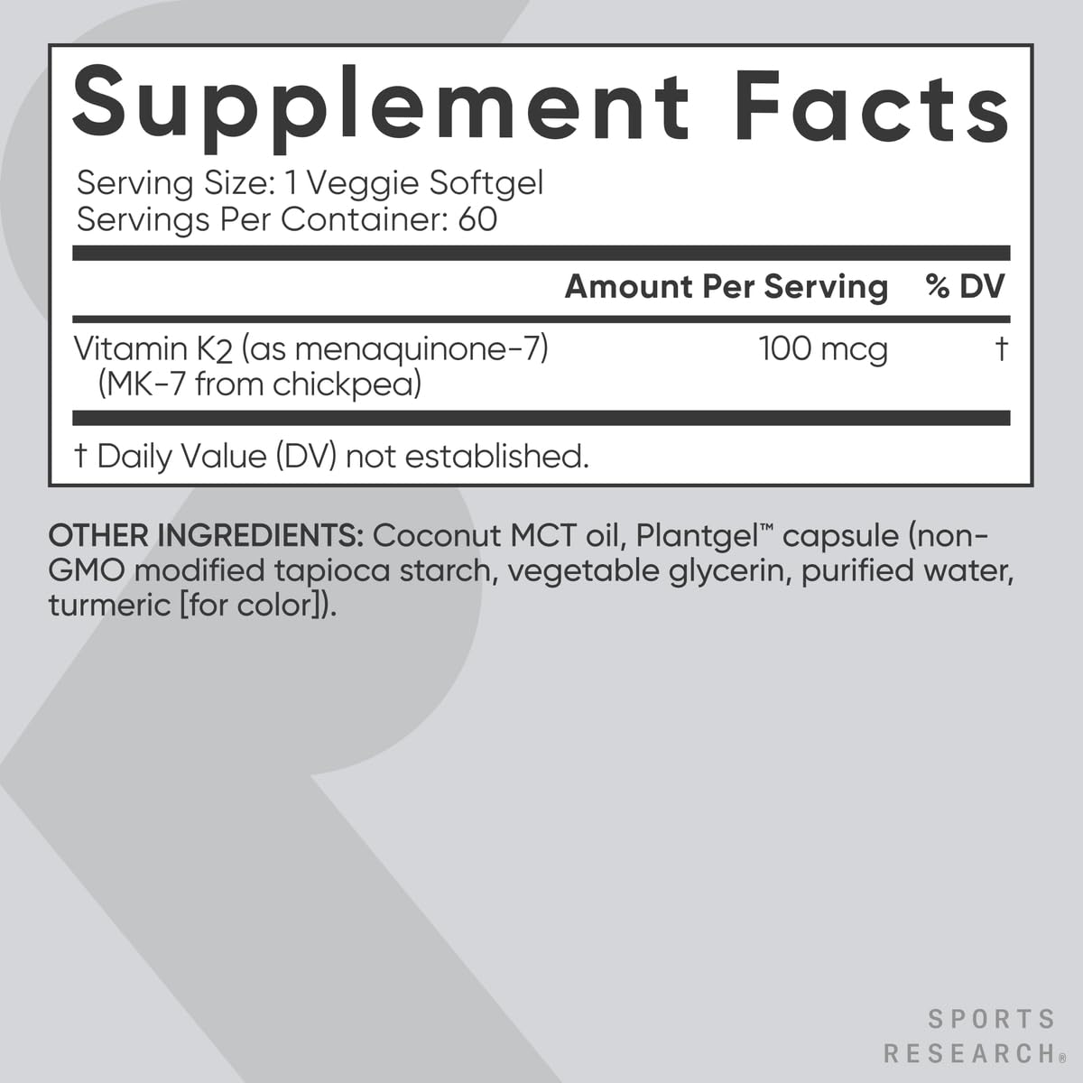 Sports Research aceite MCT de coco usado para mejor absorción del K2