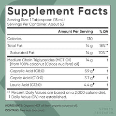 Etiqueta de Sports Research con sellos USDA Organic y Non-GMO, confianza y transparencia
