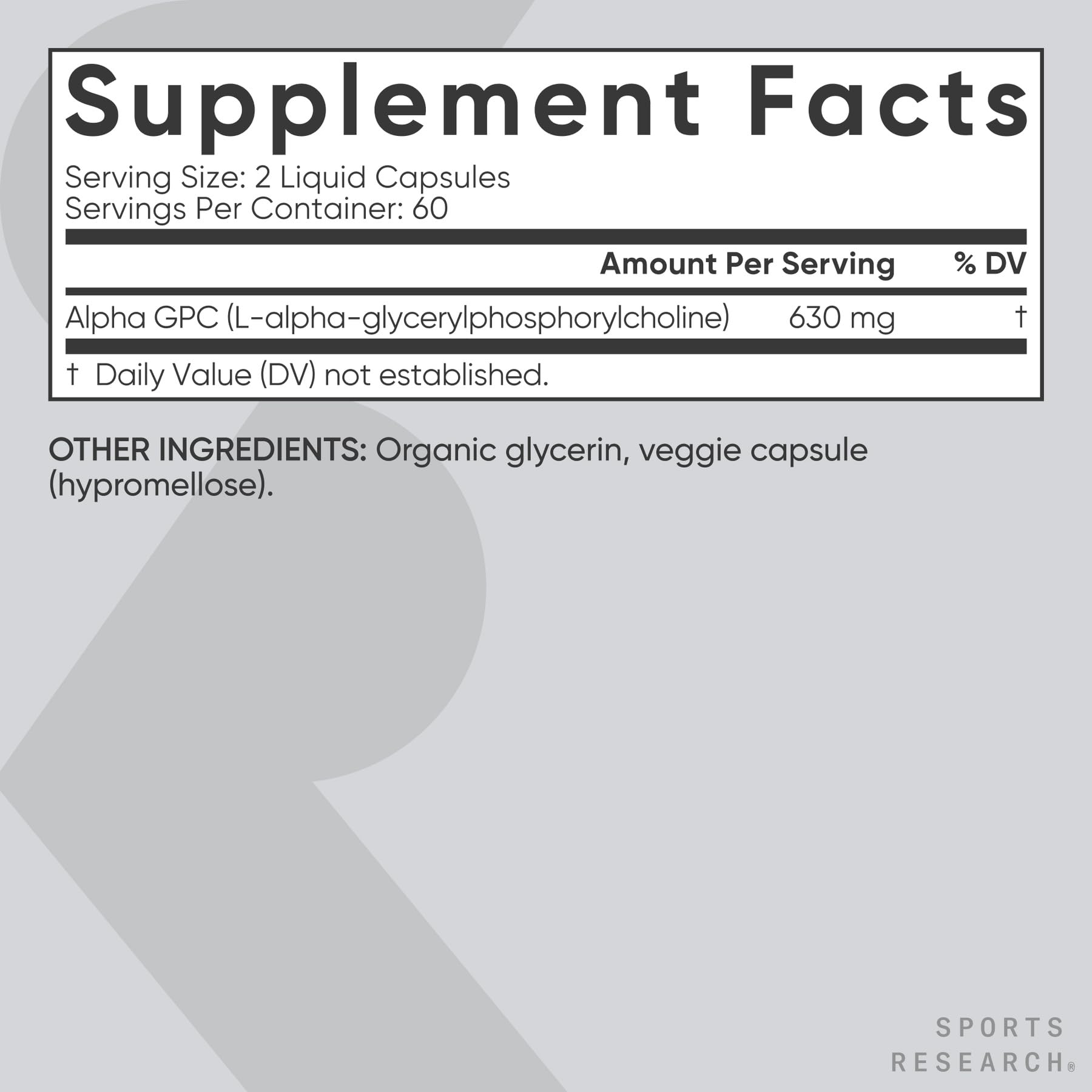 Sports Research etiqueta nutricional ampliada con ingredientes y dosis visibles