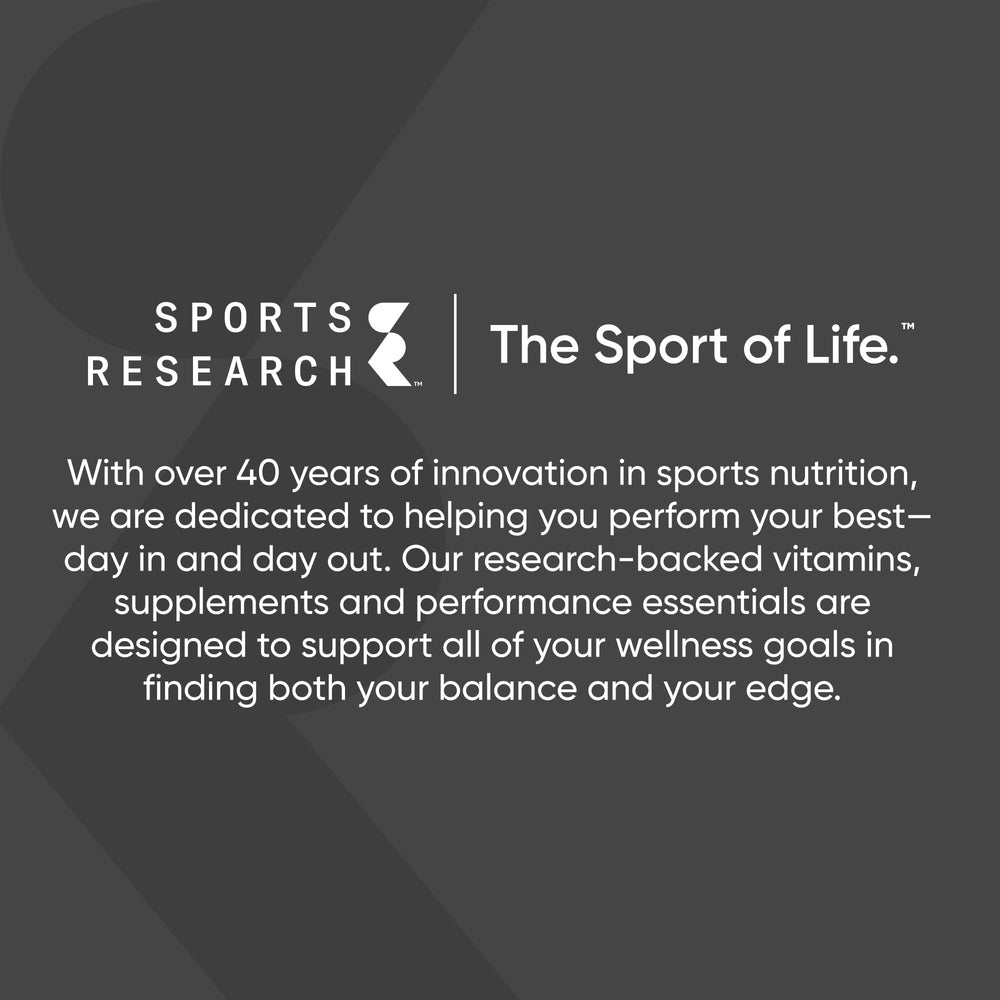 Sports Research sellos vegano y cGMP mostrando calidad y fabricación responsable