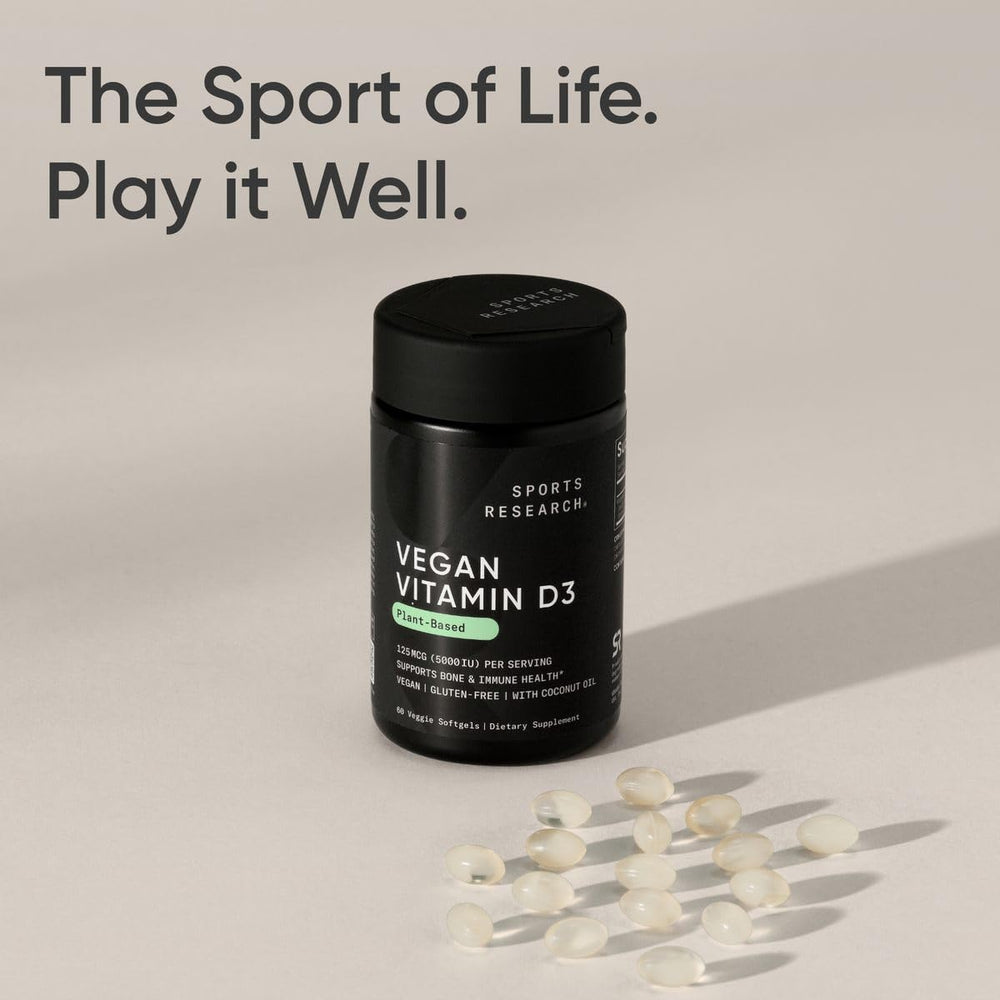 Sports Research etiqueta con sellos Vegan Certified y Non-GMO Project Verified