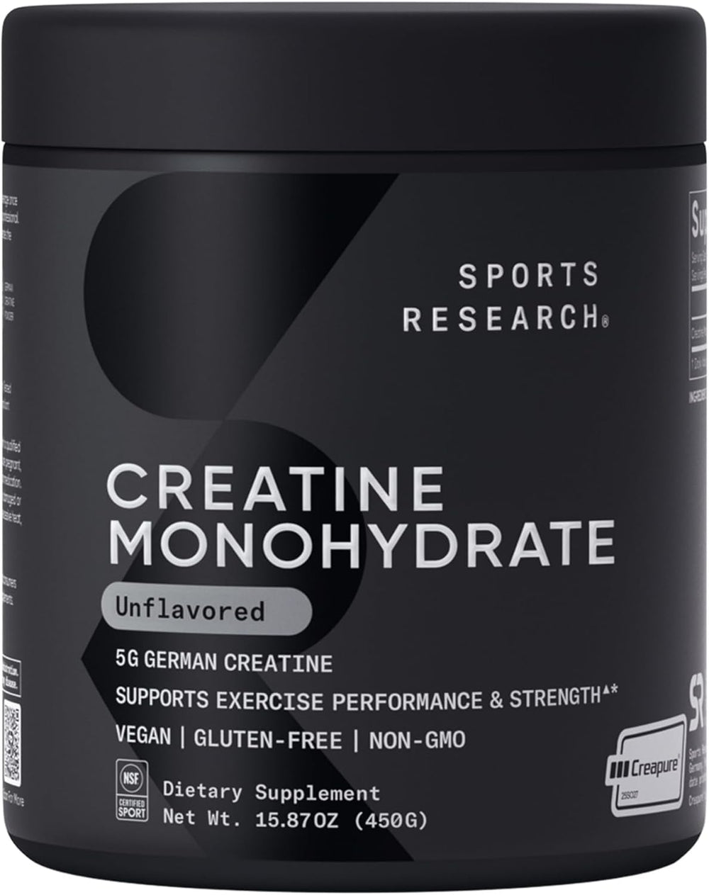 Cucharada medidora con creatina Creapure Sports Research, dosificación precisa y práctica