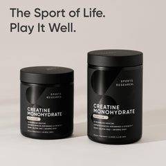 Etiqueta nutricional Sports Research creatina con certificaciones visibles