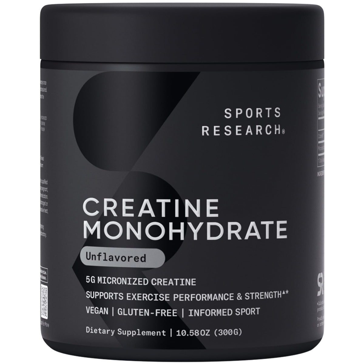 Sports Research envase frontal y diseño claro que inspira confianza