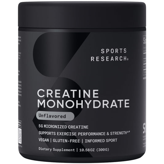 Sports Research envase frontal y diseño claro que inspira confianza
