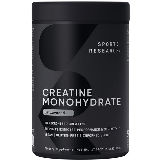 Sports Research envase frontal mostrando 100 servicios y pureza visible