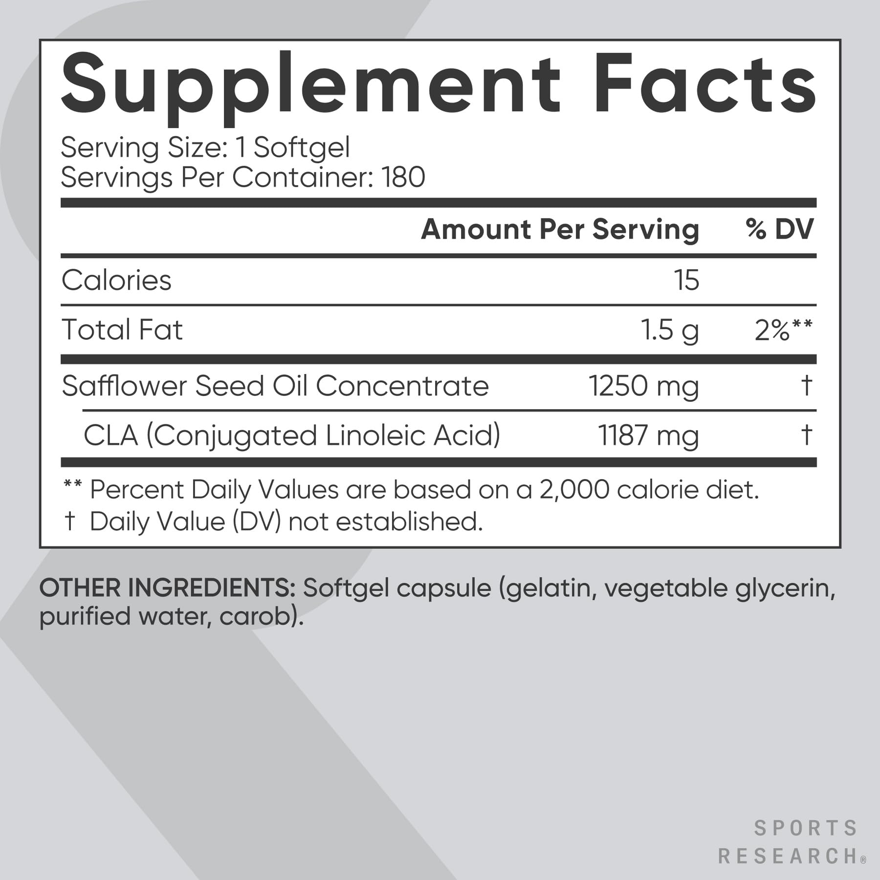 Sports Research envase abierto con softgels visibles para transparencia de contenido