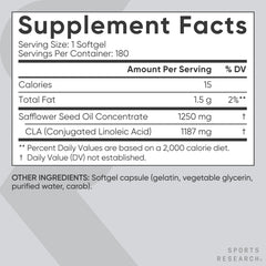 Sports Research envase abierto con softgels visibles para transparencia de contenido