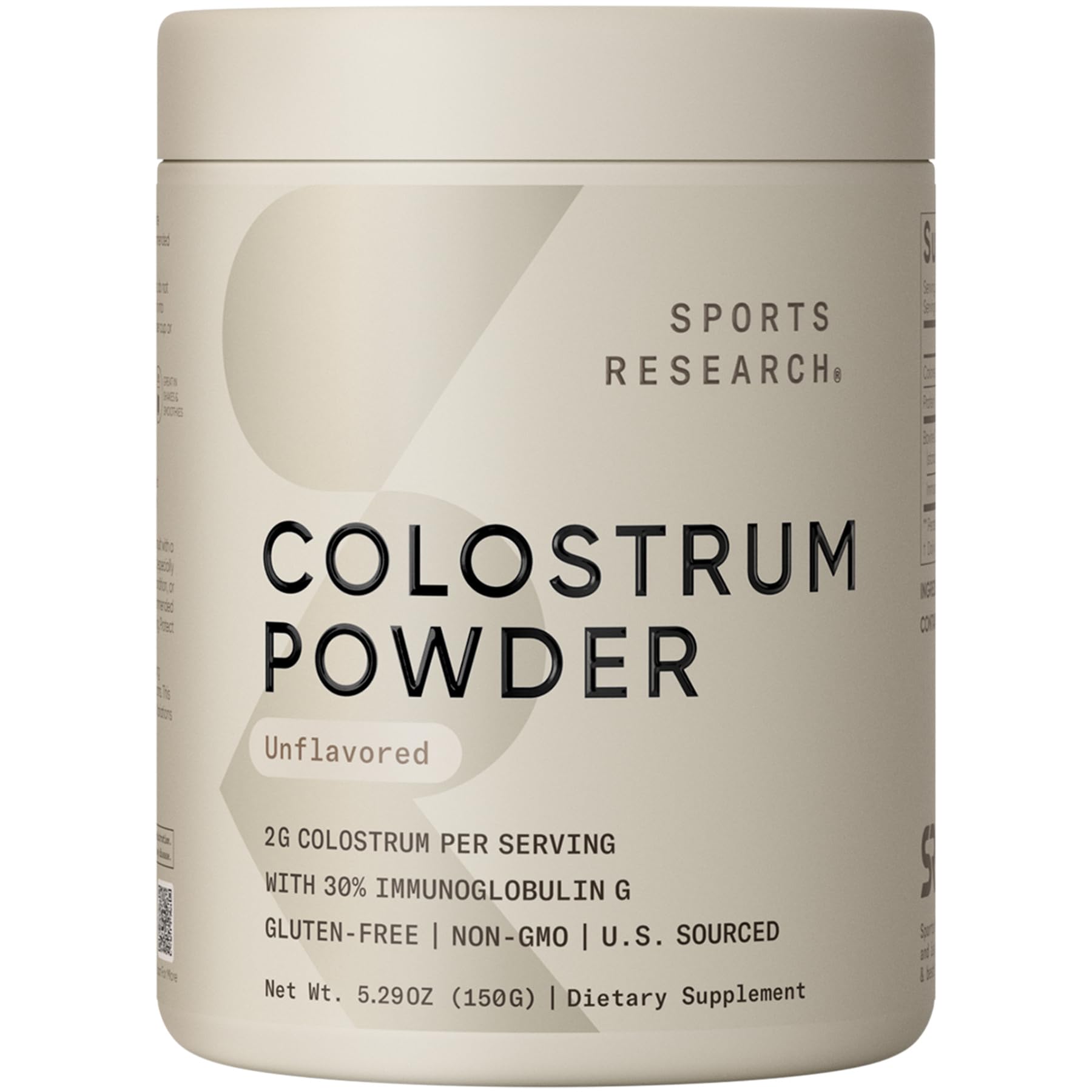 Sports Research envase frontal mostrando diseño y beneficio de pureza