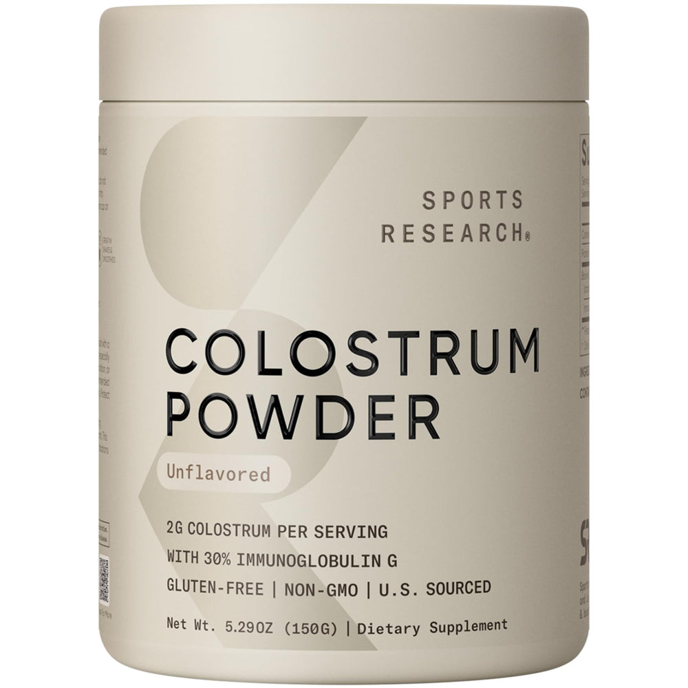 Sports Research envase frontal mostrando diseño y beneficio de pureza