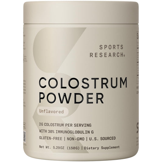 Sports Research envase frontal mostrando diseño y beneficio de pureza