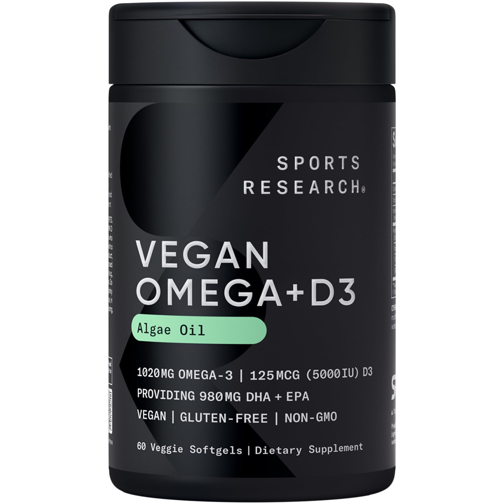 Sports Research envase frontal del suplemento vegano, fácil identificación