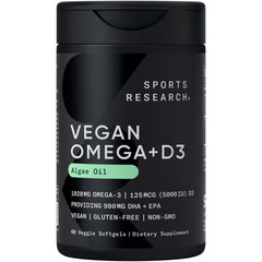 Sports Research envase frontal del suplemento vegano, fácil identificación
