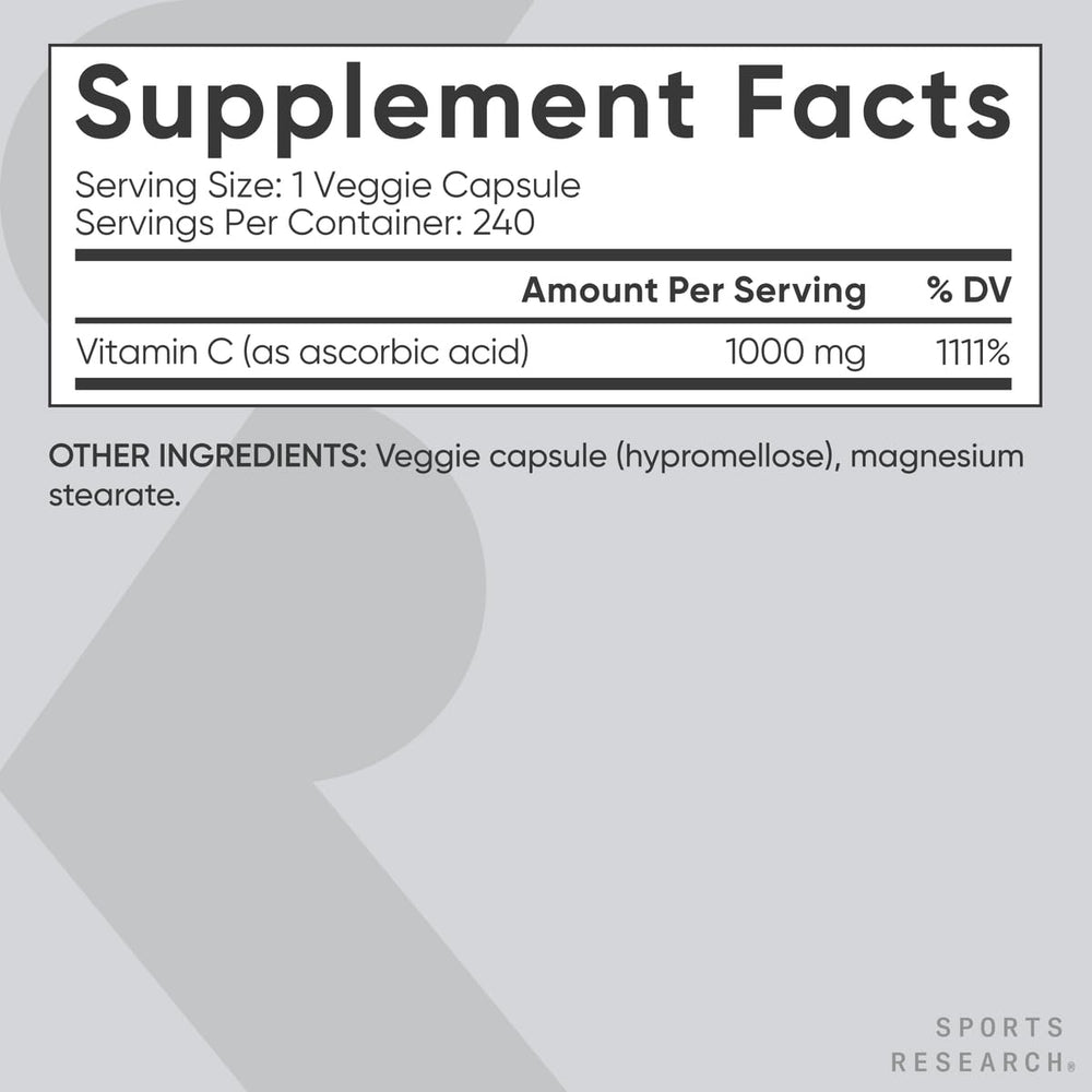 Sports Research etiqueta con información nutricional y certificaciones, transparencia