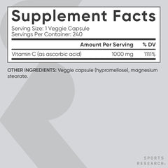 Sports Research etiqueta con información nutricional y certificaciones, transparencia