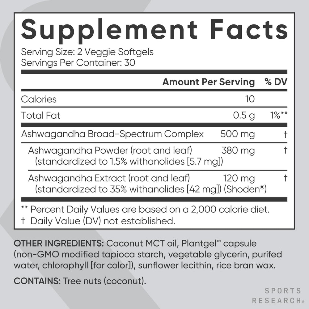 Sports Research etiqueta con información de ingredientes, transparencia y calidad