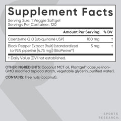 Zoom a la etiqueta nutricional de Sports Research indicando dosis y origen USP