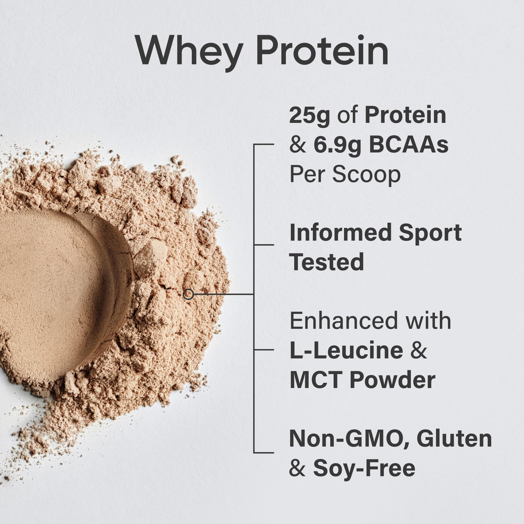 Sports Research etiqueta nutricional y ingredientes que muestran proteínas y BCAA por porción
