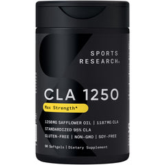 Sports Research frasco delantero mostrando 90 softgels y claridad de etiqueta