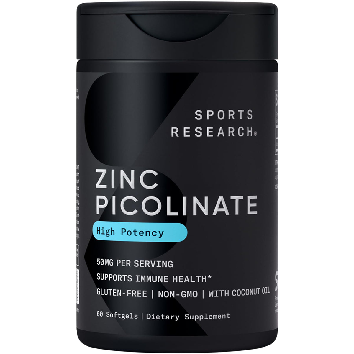Sports Research frasco frontal mostrando etiqueta y cantidad 60 softgels